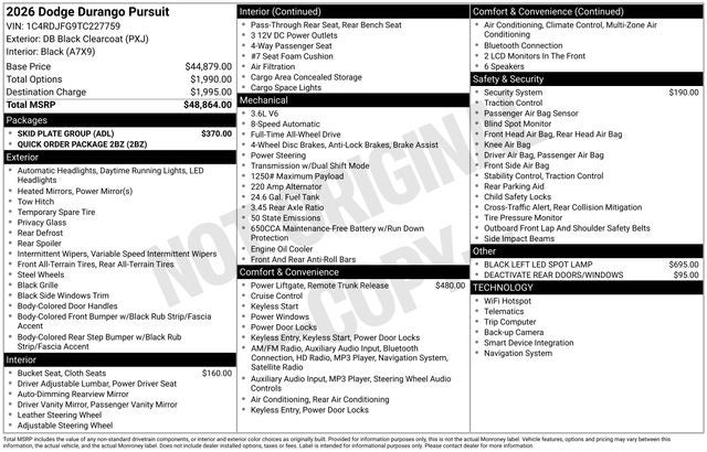 2026 Dodge Durango Pursuit